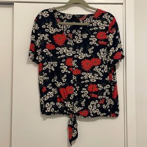 Madewell - Women’s Top, Navy with Red Flowers.